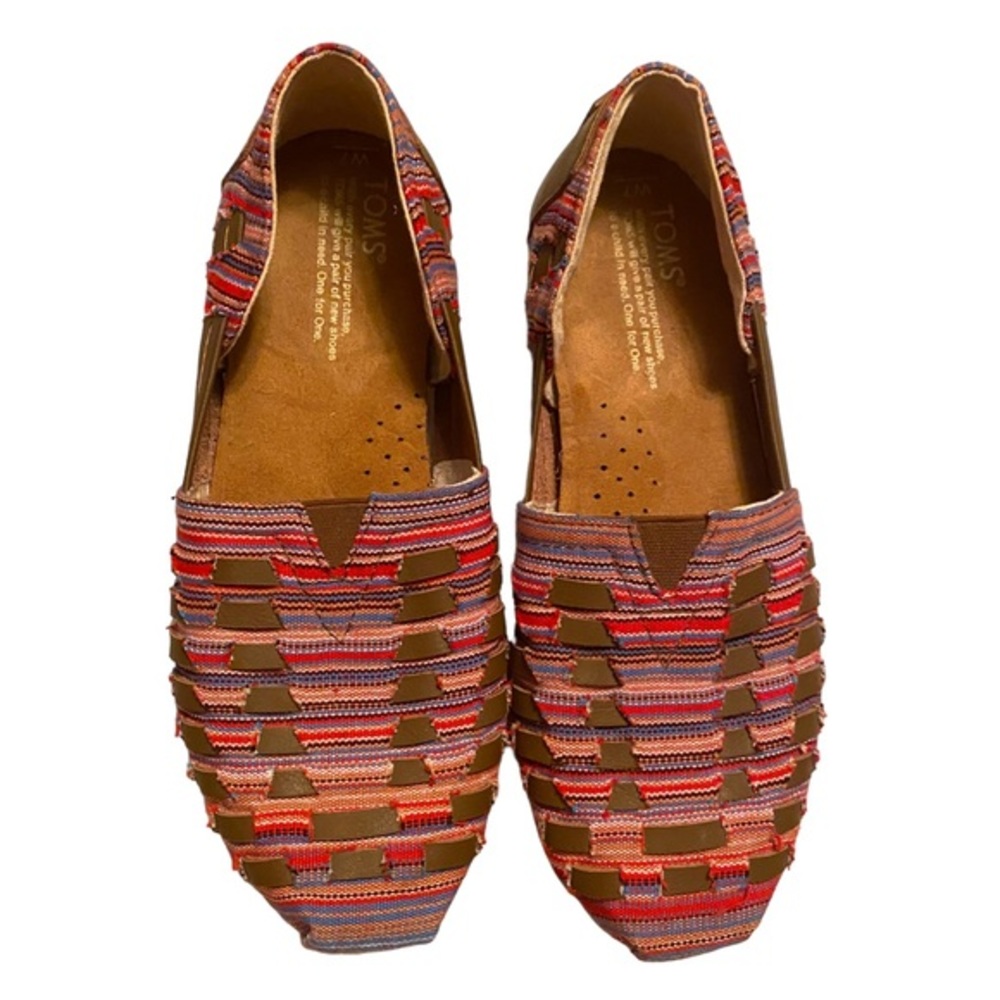 Toms Red Pink Woven Slip-On Espadrilles